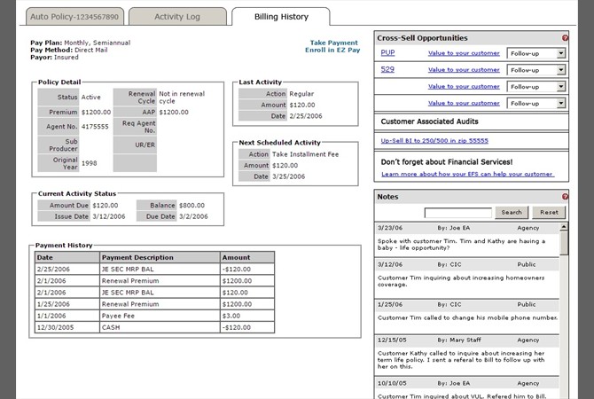 Allstate Agency Gateway Portal | Clickable Prototype: Billing History